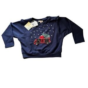 New Nordstrom TINY TRIBE Holiday sweatshirt Applique sz 4 SO Cute ~